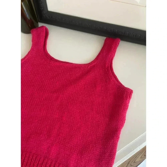 Fuchsia Pink Hand Knit Square Neck Tank - Size Small - Picture 8 of 8